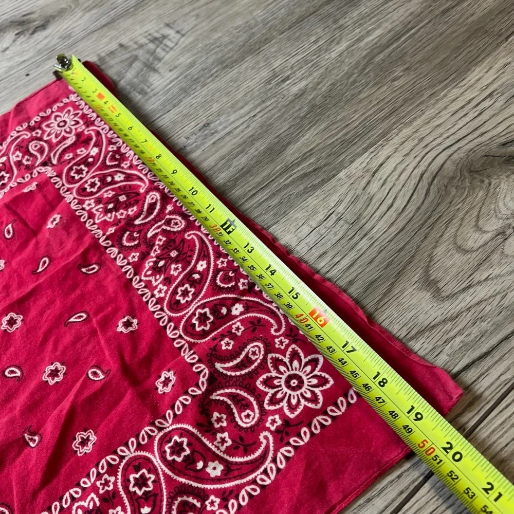 Unbranded Bandana Unisex OS Red Paisley Made in USA Cotton Western Scarf AD4 vtg